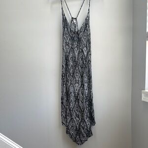 Intimately Free People Knot for You raven combo printed midi raw hem slip dress